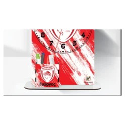 Happy Donkey Ρολόι 'Επιτραπέζιο Ολυμπιακός Basket με Όνομα & Μολυβοθήκη'-2