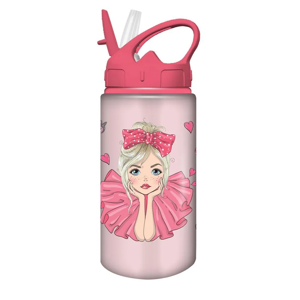 Must Team Παγούρι Αλουμινίου 500ml Με Καλαμάκι 'Pretty Girl' (000586450-3)